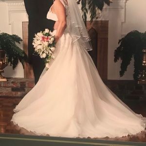 Demetrios Wedding Dress w/ detachable train & veil